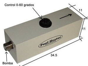 Caja de control del calentador de jacuzzi marca Pool Heater, diseñada para regular la temperatura del agua