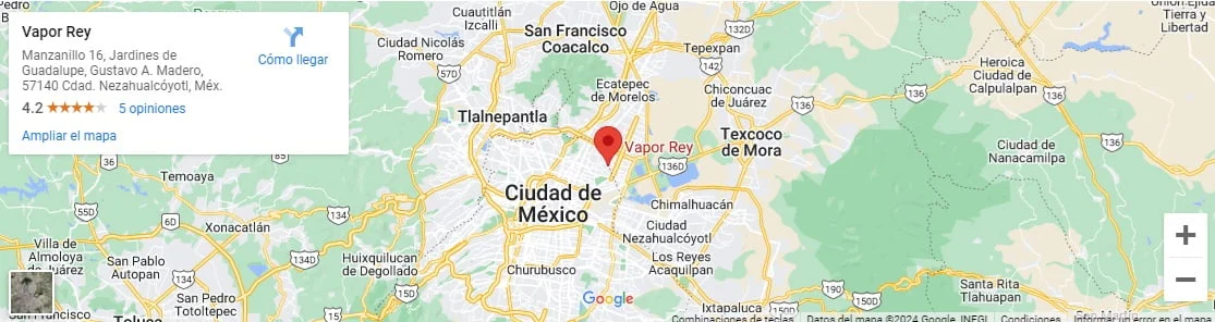 Mapa de la ciudad de Mexico, destacando la ubicación de Vapor Rey.
