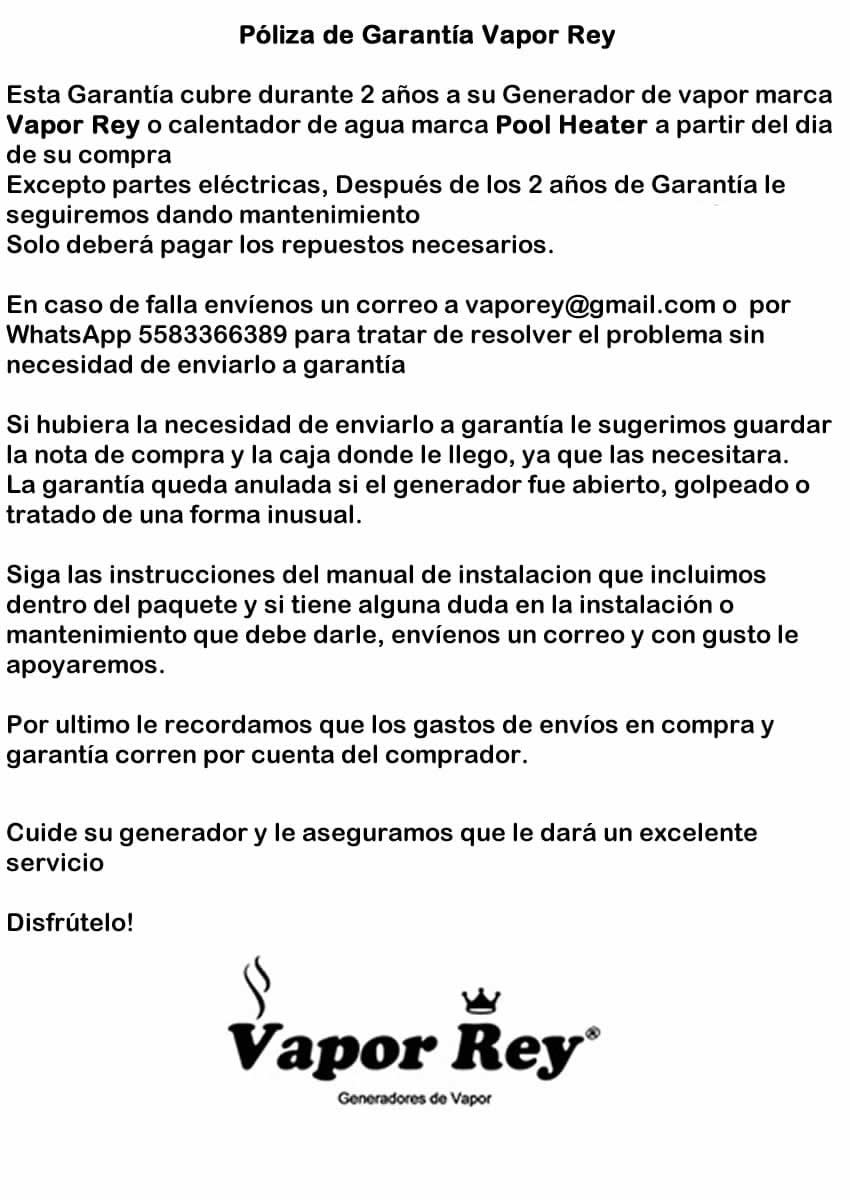 garantia de vapor rey