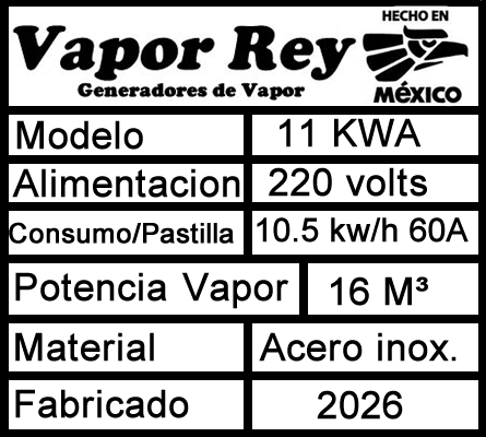 datos tecnicos generador de vapor 11 kwa